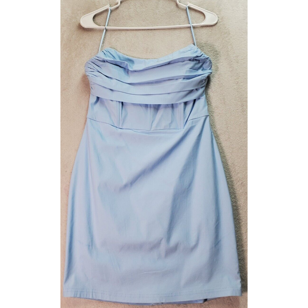 Blue Blush Dress Womens Large Sky Blue Spaghetti Straps Sweetheart Neck Back Zip